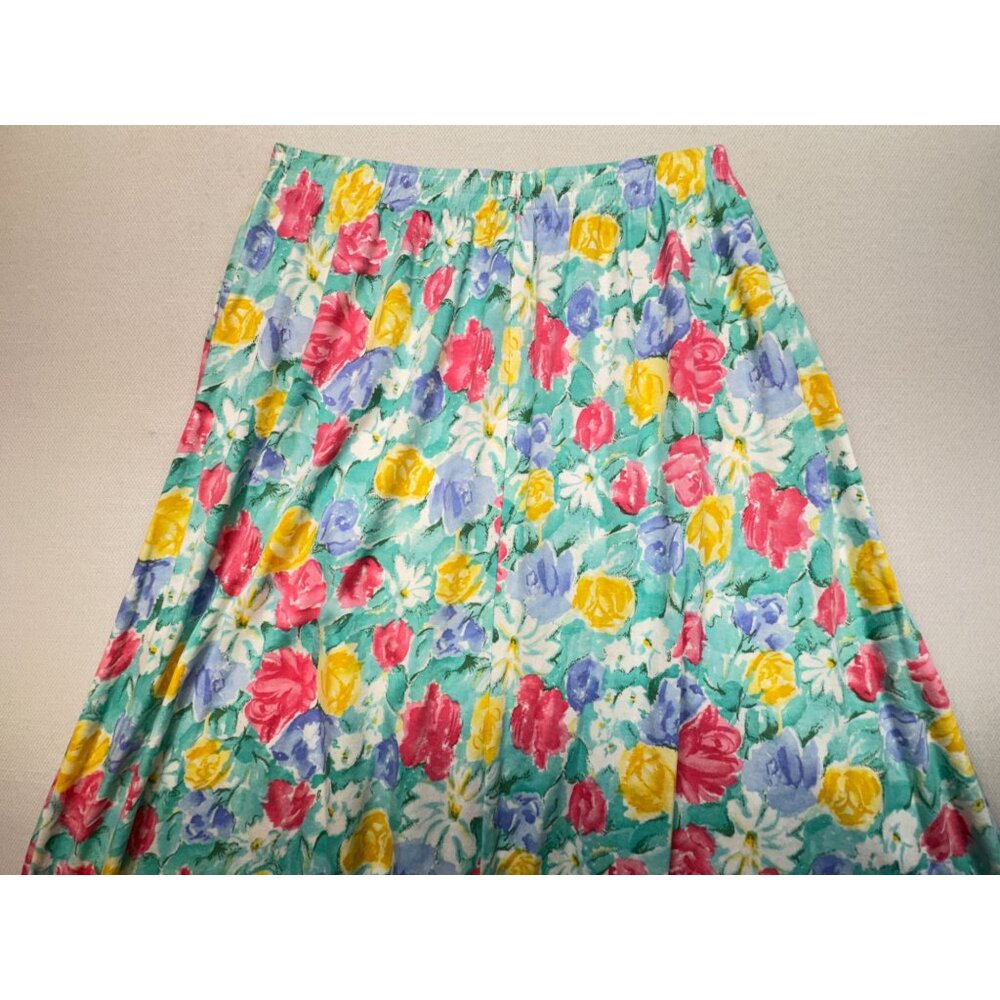 Koret Women's A-Line Skirt Elastic Waist Stretch Pockets Floral Size XL Multi - Picture 9 of 10